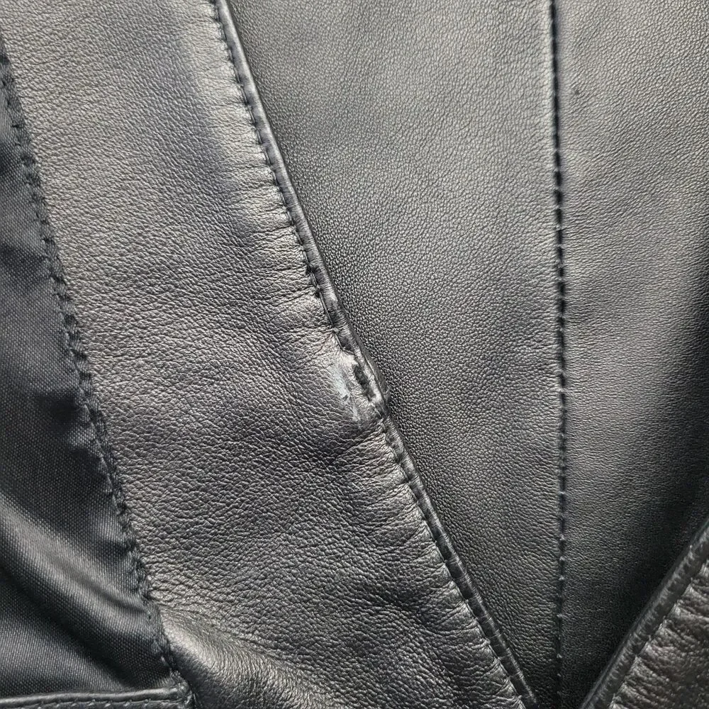 Cavender's Mens Leather Vest Western Ranch Cowboy Biker XXL Black Button Front